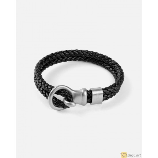 ZYROS Men's bracelet of leather Black/Silver-1687313142