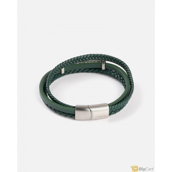 ZYROS Men's bracelet of Leather Bracelet/Green-884885504