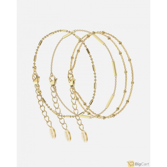 A set of soft women's bracelets in golden color