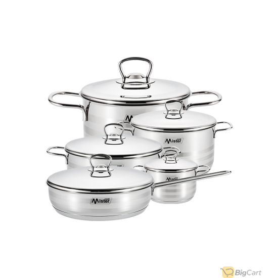 MISTER COOK 9 PIECES STAINLESS STEEL COOKWARE SET 340-JP-MC/7109