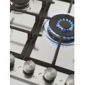 Candy built-in gas stove, size 90 cm, 5 central eyes, cast iron grille, 5 metal keys, made in Italy, Inox, model CHG938WPX SASO