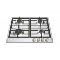 Candy stovetop gas, size 60 cm, 4 burners, 4 cast iron grille handles, made in Italy, Inox, model CHG6PX SASO
