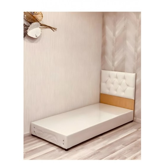 رفاهية خالدة: سرير صندوقي خشبي كلاسيكي مع مسند ظهر من الجلد الصناعي (90x190 سم)