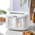 Rebune Electric Oil Fryer 2.5L Capacity with Viewing Window Easy to Clean Adjustable Temperature Control 1800W White