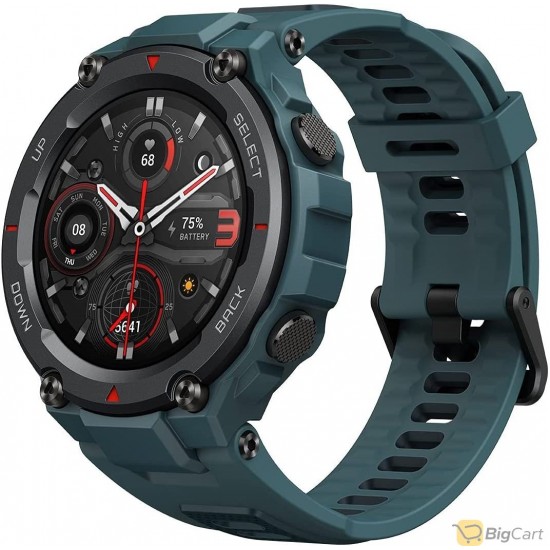 Amazfit T-Rex Pro Smartwatch Fitness Watch with Built-in GPS Military Standard Certified 18 Day Battery Life SpO2 Heart Rate Monitor 100+ Sports Modes 10 ATM Waterproof Music Control Steel Blue