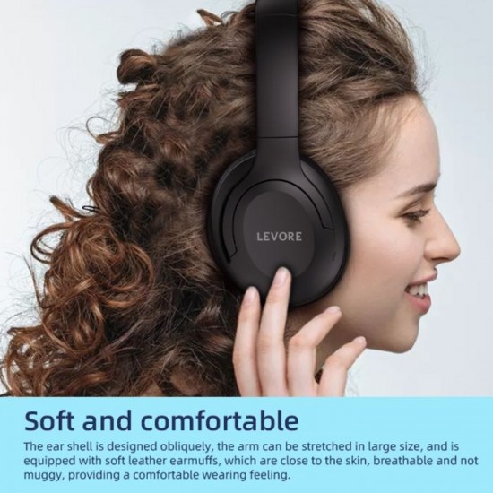 Levore Wireless Bluetooth Headphones with Noise Cancelling - Black