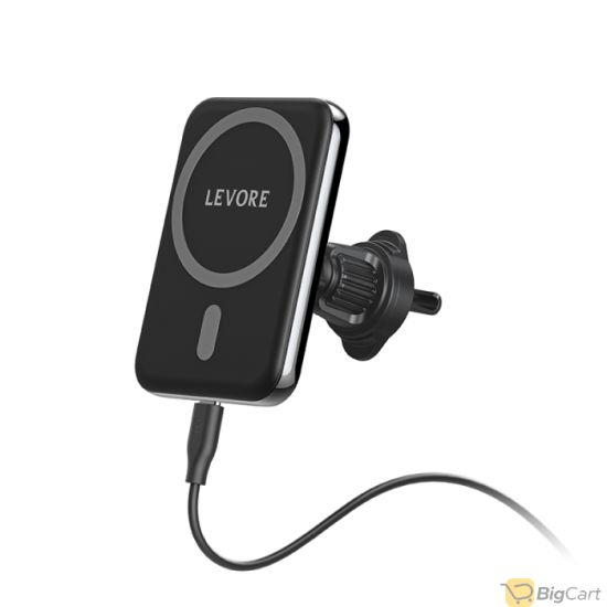 Levore Magnetic Wireless Car Charger Holder 15W MagSafe Fast Charging - Black