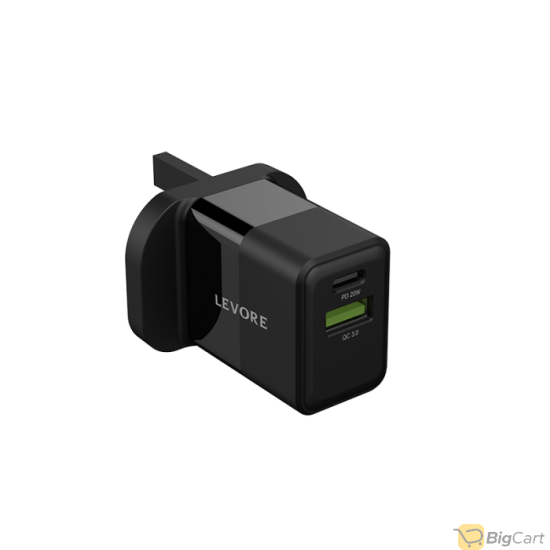 Levore Wall Charger 38W PD and USB-A Port- Black