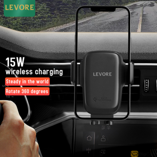 Levore 15W Magnetic Wireless Car Charger Holder Fast Charging - Black