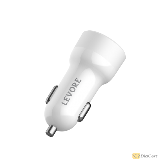 Levore Car Charger 51W USB-C PD and USB-A- White