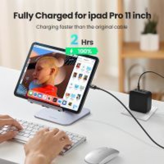 سلك شاحن يوجرين من USB-C إلى USB-C بطول 2 م وبقوة 100 واط - أسود