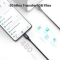 سلك شاحن يوجرين من USB-C إلى USB-C بطول 2 م وبقوة 100 واط - أسود