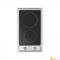 Candy built-in ceramic electric hob size 30 cm 2 eyes 2 metal switch 6 temperature levels black glass Italian manufacture model CH32XPK-19