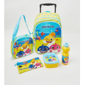 Back to school set bag Baby Shark 5 items ( 16 Trolley Lunch box Pencil Case Water Bottle Lunch bag )