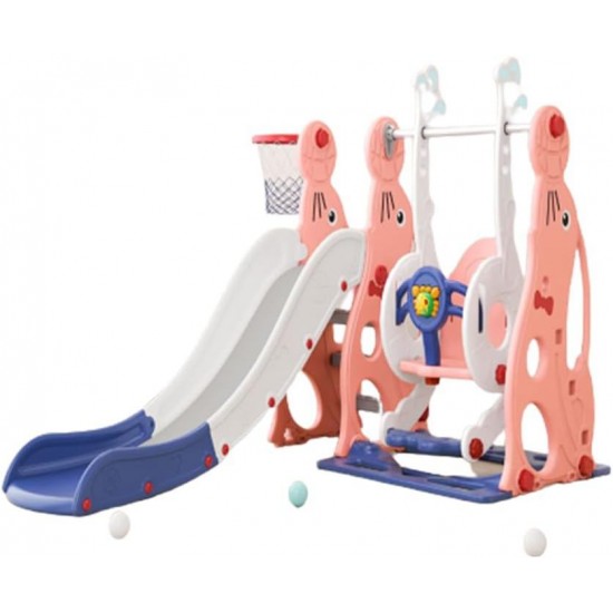 BABYLOVE 2 IN 1 SLIDE WITH SWING + BASKETBALL PINK 28-66-5031-25P