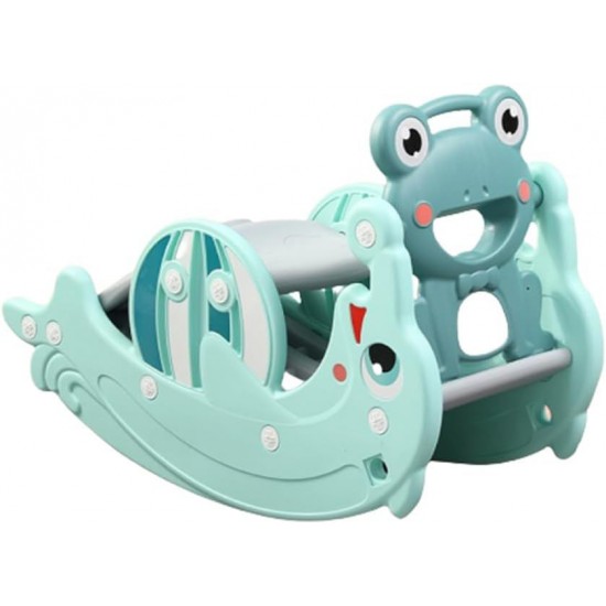 BABYLOVE 2 IN 1 DOLPHIN SLIDE WITH FROG ROCKING CHAIR GREEN 28-66-5008-49B