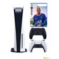 سوني جهاز ألعاب بلايستيشن 5 إصدار الاسطوانات + ذراع تحكم دوال سينس لاسلكي بلون أسود ميدنايت + لعبة FIFA 2022