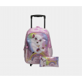 مجموعة حقيبة العودة إلى المدرسة لولو كاتي  6 قطع (عربة 16 بوصة حقيبة غداء  صندوق غداء  زجاجة ماء  حقيبة أقلام  ملصقات الاسم)