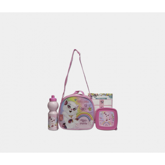 Back to school set bag Lulu Caty  6 items ( 16 Trolley Lunch bag Lunch box Water bottle Pencil case Name labels )
