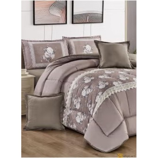 Four Seasons Reversible Floral Duvet Cover Set for Single Bed - Floral Print and Solid Sides, Soft Washable Microfiber Material - WY-S-03