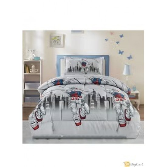 Elevate Kids' Bedrooms with our Reversible Cartoons Printed 3-Piece Comforter Set BKJH-07