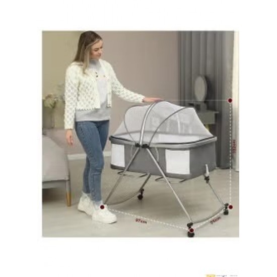 3-in-1 Baby Bed with Mosquito Net and Wheels – Comfortable and Versatile Baby Bed – HB400G