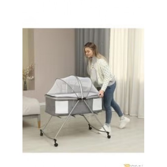 3-in-1 Baby Bed with Mosquito Net and Wheels – Comfortable and Versatile Baby Bed – HB400G