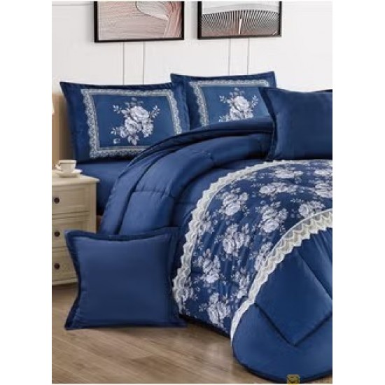 Four Seasons Reversible Floral Quilt Set for Single Bed - Floral Print and Solid Sides, Soft Washable Microfiber Material - WY-S-01