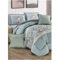 WY-D-06 - Four Seasons Reversible Floral Duvet Cover Set - Floral Print and Solid Sides, Soft Washable Microfiber Material