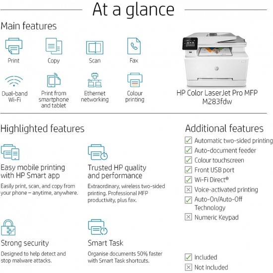 HP Color LaserJet Pro Printer  White MFP M283fdw