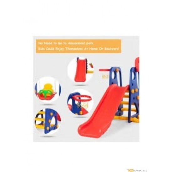 3-in-1 Toddler Playset - Climber, Slide, Swing, Basketball Hoop - All in One