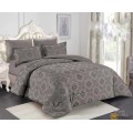  Set Double bed comforter with a prominent pattern, consisting of 6 pieces dark gray