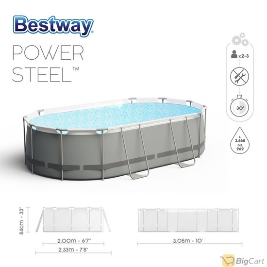Bestway Power Steel Oval Pool Set+Filter Pump 3.05M X 2.00M X 84Cm 26-5614A