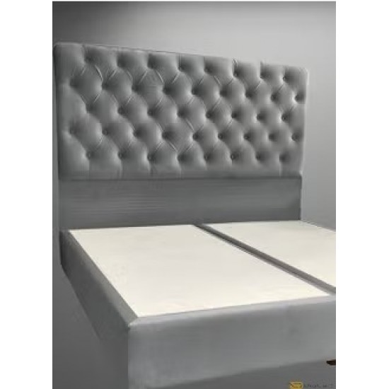 Wooden Bed Decor with Velvet Upholstery in Modern Luxury Design - 190x90Gre