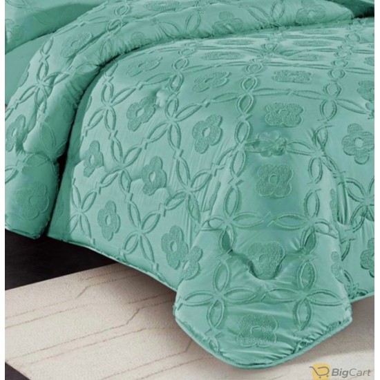  Set Double bed comforter with a prominent pattern, consisting of 6 pieces turquoise