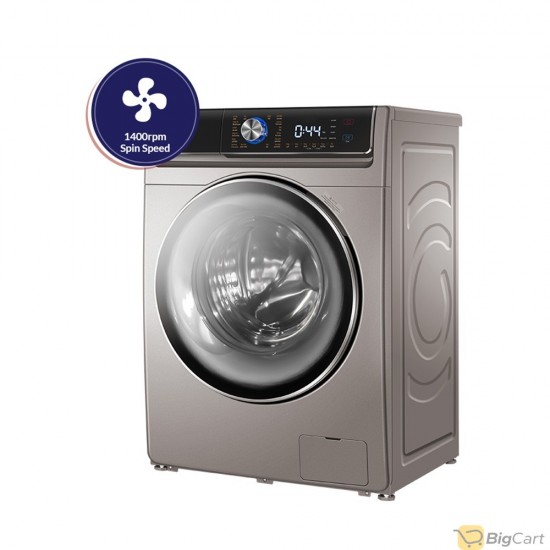 8/5 kg Front Load Washer and Dryer with 18 Programs, Silver Inverter Motor, 1400 RPM, from ARO - RO-09FWDTS