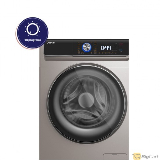 8/5 kg Front Load Washer and Dryer with 18 Programs, Silver Inverter Motor, 1400 RPM, from ARO - RO-09FWDTS