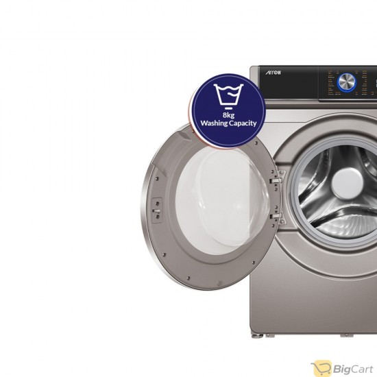 8/5 kg Front Load Washer and Dryer with 18 Programs, Silver Inverter Motor, 1400 RPM, from ARO - RO-09FWDTS