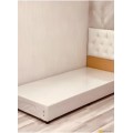 Timeless Luxury: Classic Wooden Box Bed with Faux Leather Backrest (90x190 cm) - GILD-01B