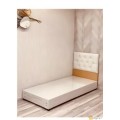 Timeless Luxury: Classic Wooden Box Bed with Faux Leather Backrest (90x190 cm) - GILD-01B