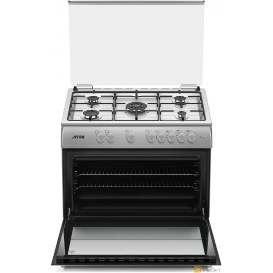 Aro Freestanding Gas Oven 5 Gas Semi Inox (Table Top, Front Panel, Drawer Inox, Painted) with Cooling Fan RO-9060GSKS-CF