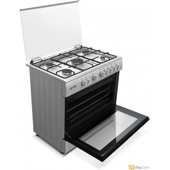 Aro Freestanding Gas Oven 5 Gas Semi Inox (Table Top, Front Panel, Drawer Inox, Painted) with Cooling Fan RO-9060GSKS-CF