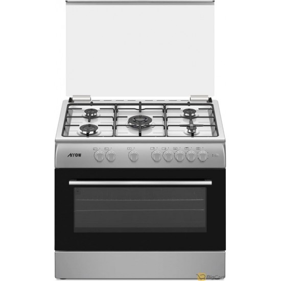 Aro Freestanding Gas Oven 5 Gas Semi Inox (Table Top, Front Panel, Drawer Inox, Painted) with Cooling Fan RO-9060GSKS-CF