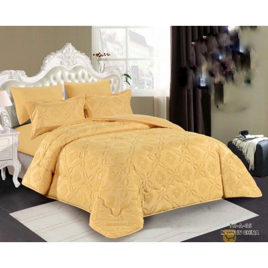  Set Double bed comforter with a prominent pattern, consisting of 6 pieces yellow