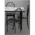 5 Piece Ceramic Dining Table Set with 4 Chairs Iron Base 70x120 cm - Dng-03