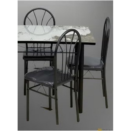 5 Piece Ceramic Dining Table Set with 4 Chairs Iron Base 70x120 cm - Dng-03