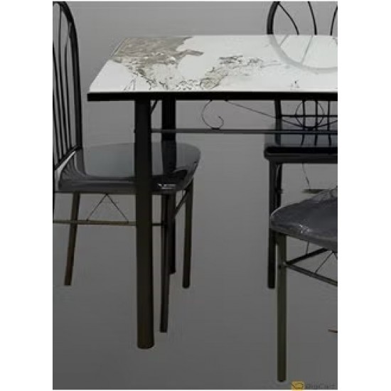 5 Piece Ceramic Dining Table Set with 4 Chairs Iron Base 70x120 cm - Dng-03