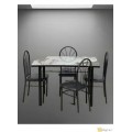 5 Piece Ceramic Dining Table Set with 4 Chairs Iron Base 70x120 cm - Dng-03