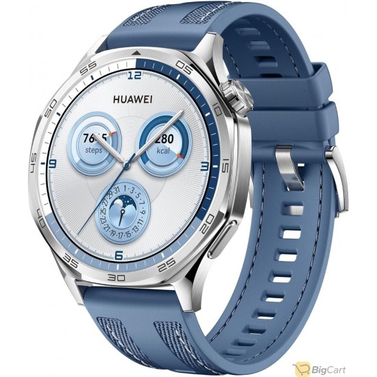 HUAWEI WATCH GT 5  46mm Smart Watch - Sharp Edge Design - Up to 14 Days Battery Life - Professional Sports - Health Tracking - iOS & Android + FreeBuds 5i Earphones & Strap Blue - HUAWEI WATCH GT 5 46mm