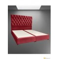 Wooden Bed Decor with Velvet Upholstery in Modern Luxury Design - 190x90Red